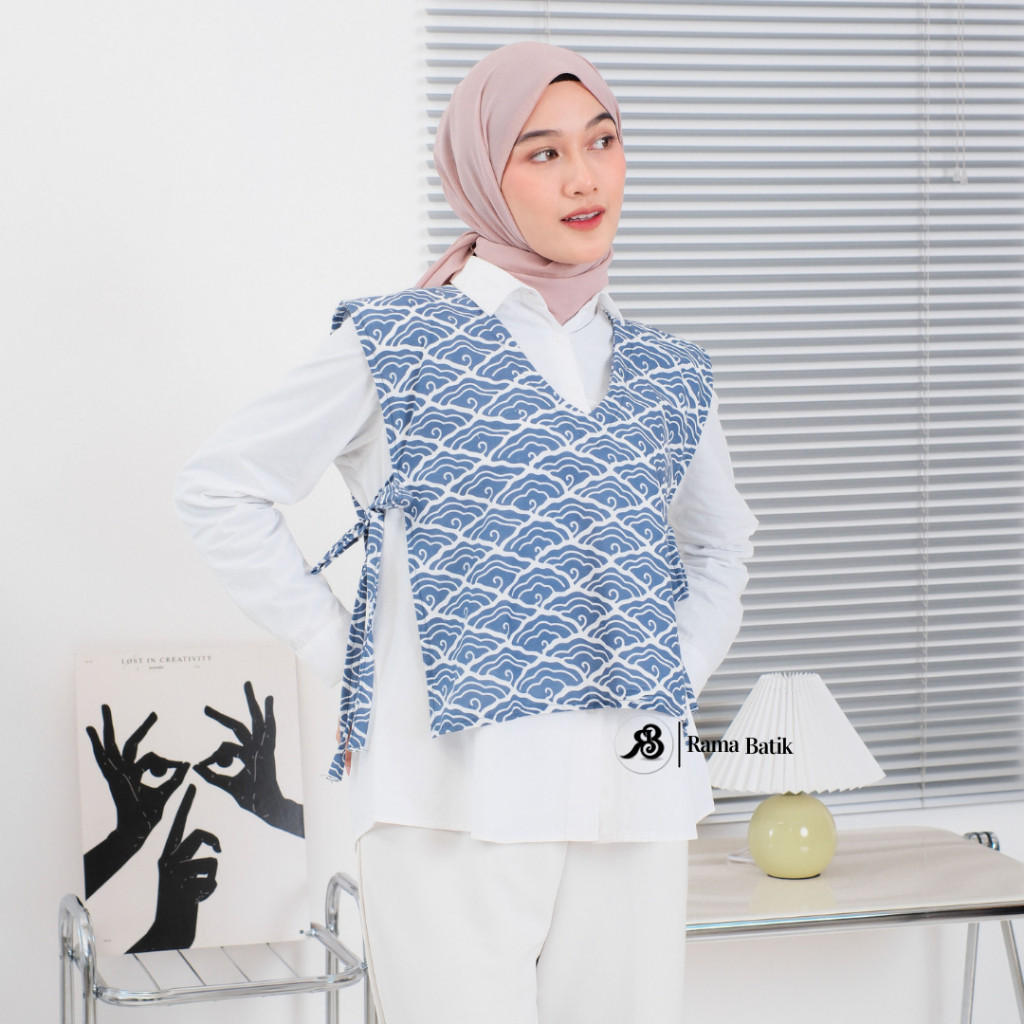 Rompi Batik Wanita Modern Tanpa Lengan Vest Batik Muslimah