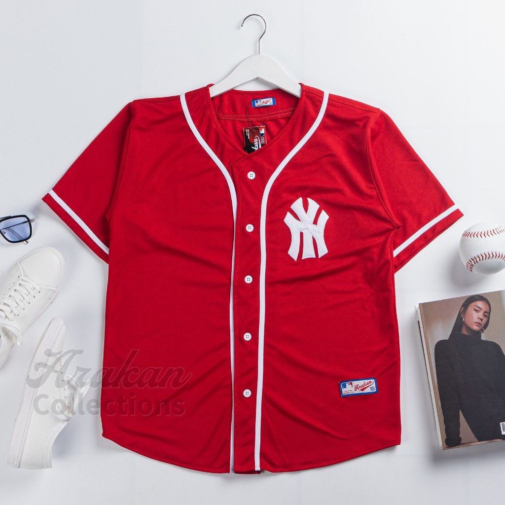 TERLARIS-Baju Baseball-Jersey Baseball-Kaos Basebal-pria-wanita MERAH NY LIS PUTIH Lapak