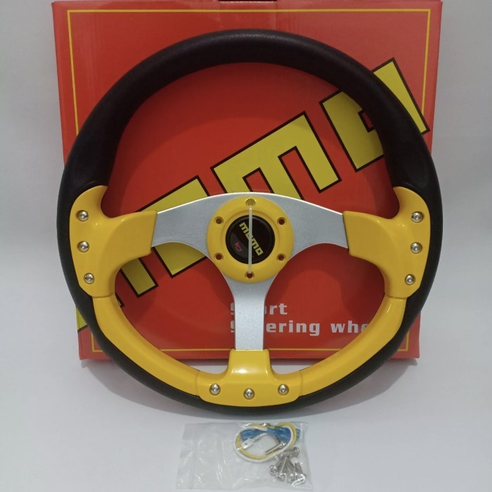 Stir setir racing MOMO 14" inch kuning