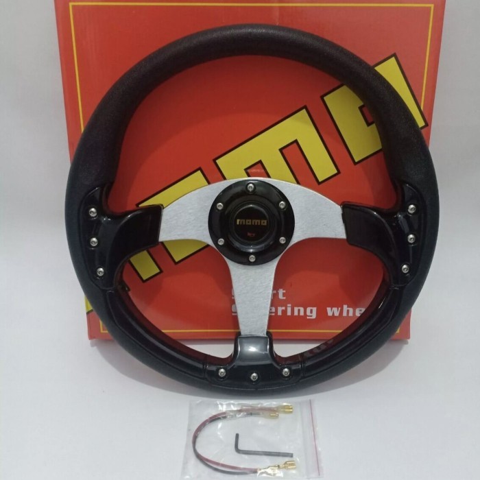 Stir setir racing MOMO 14" inch hitam