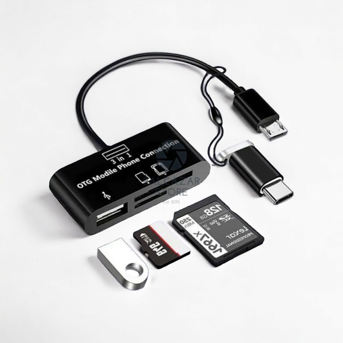 Card Reader 3 in 1 Micro USB OTG + Type C Converter for SD Card Micro SD Flashdisk