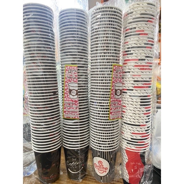 Gelas kertas kopi tahan panas 8 oz/paper cup dan tutup