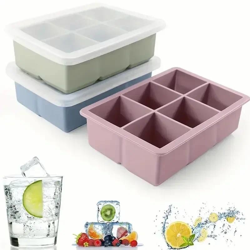 1pcs Ice Cube with 6 Square Food-grade Silicone Ice Cube Mold Ice Cube Tray Whiskey Ice Cube Mold Ic