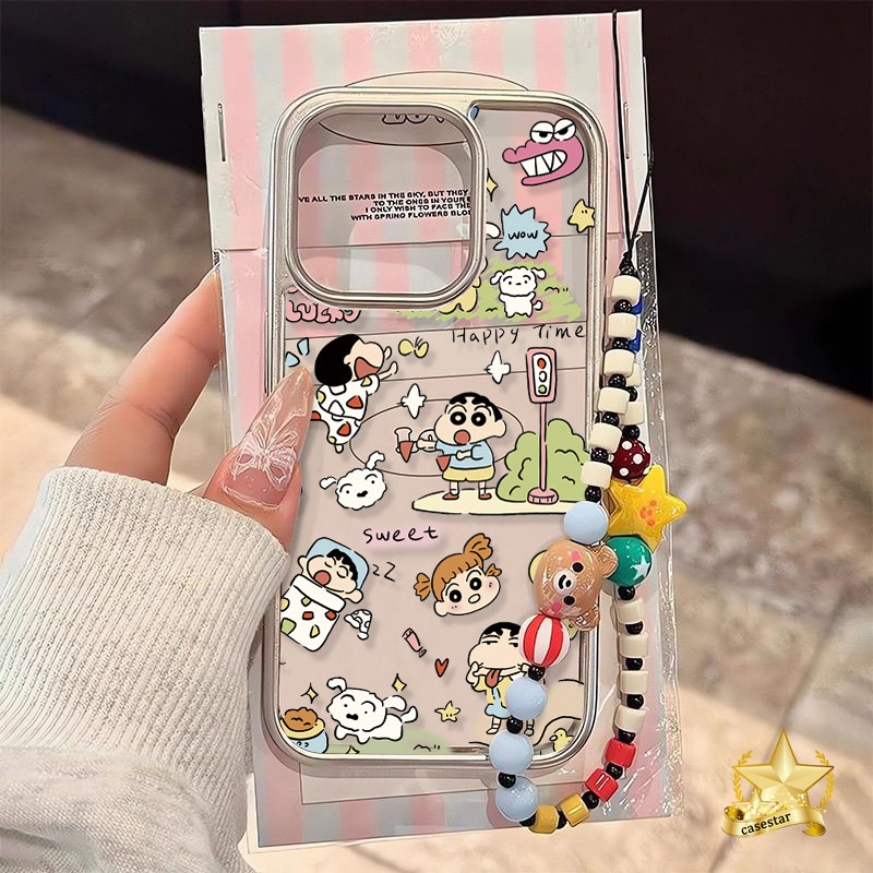Tren Anime Merek Crayon Shin-chan Kartun Casing Kompatibel Untuk IPhone 12 14 11 13 15 Pro Max SE 20