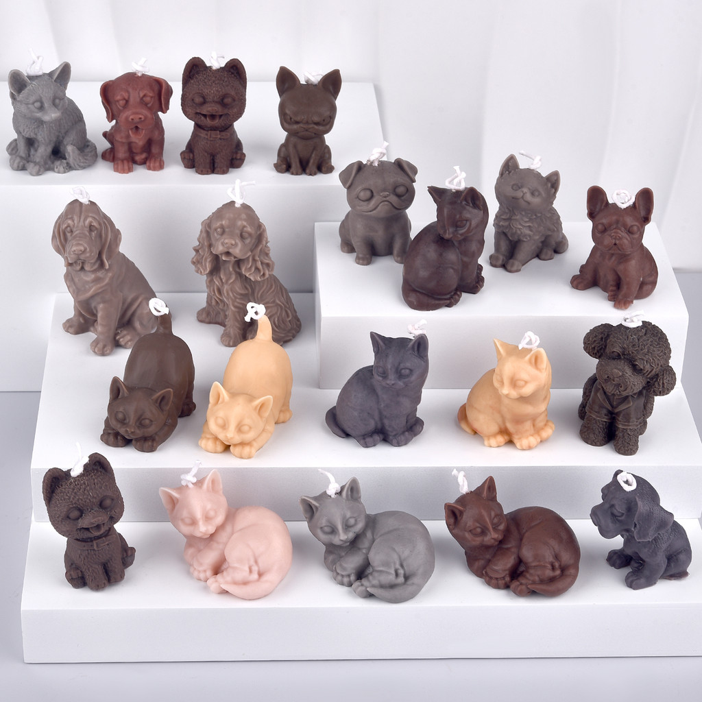 

3D Dogs Cats Silicone Mold For Epoxy Resin Gypsum Soap Candle Mold DIY Cute Dogs Cats Crafts Ornament Making Supplies Home Decor
