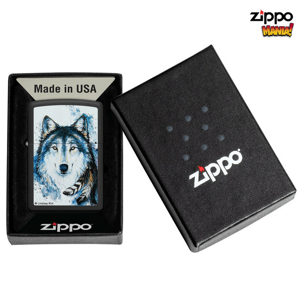 Zippo Good Wolf Lindsay Kivi Classic Black Matte - Zippo Lighter Original