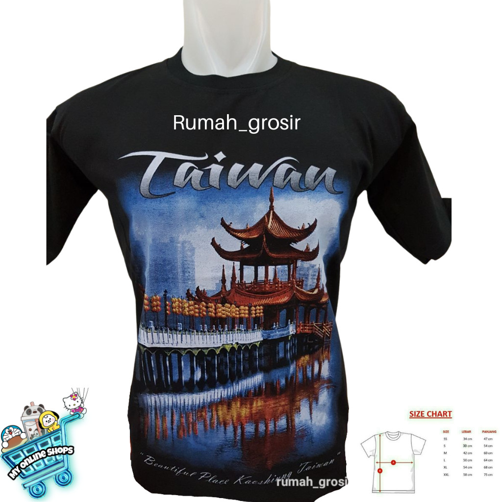 (My Shine Shop) Kaos Souvenir Taiwan Taipei Hitam Oleh Oleh Taiwan Kaos Taiwan