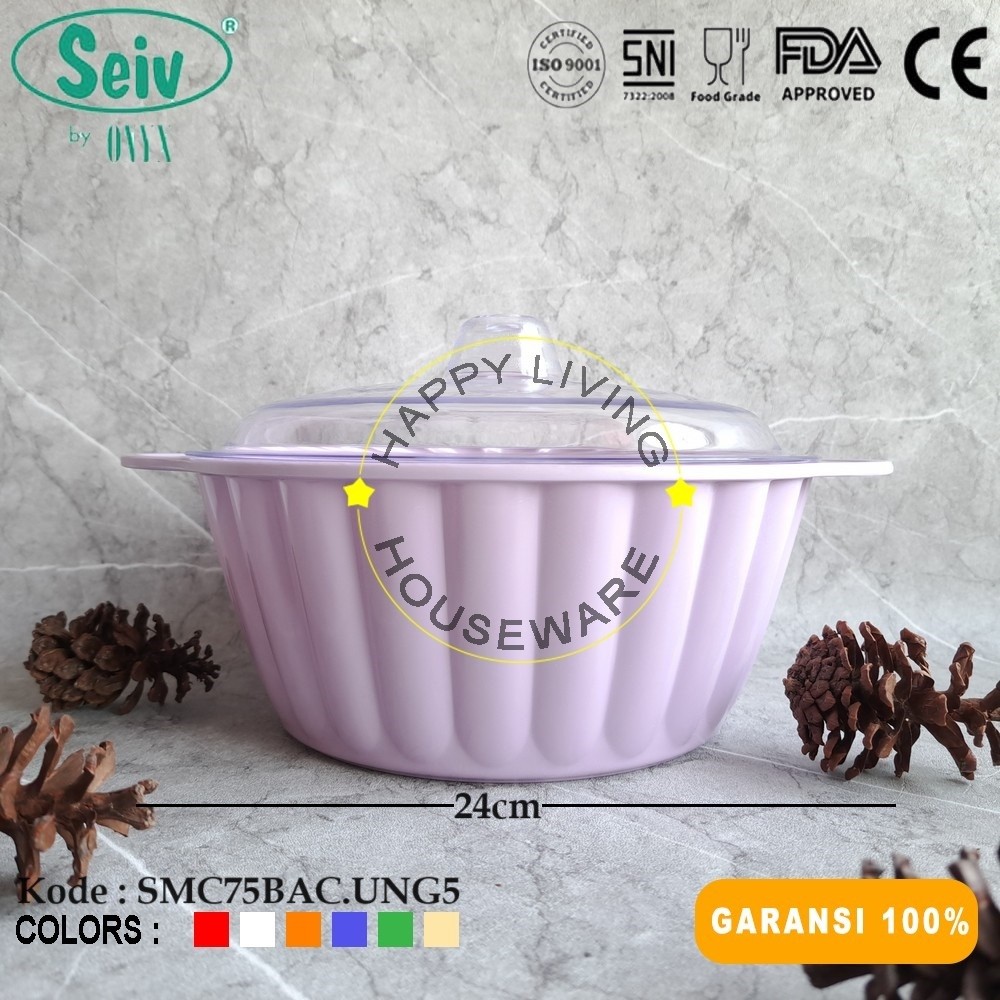 SEIV by Onyx Ungu Casserole Round 7,5in Melamin Tempat Saji Bulat Wadah Saji Prasmanan Tutup Transpa