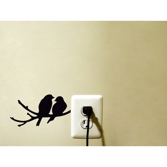 Wallstiker Stiker Saklar Lampu Motif Sepasang Burung Love Bird Couple