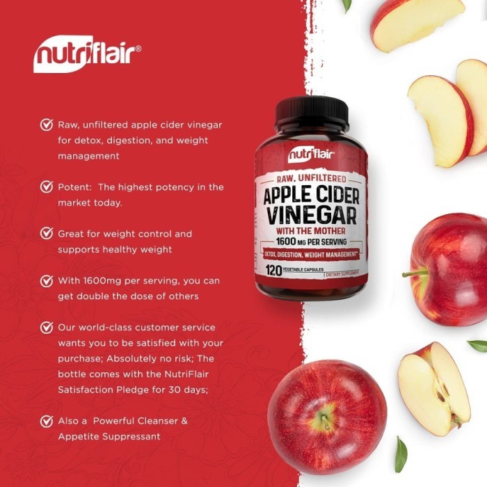 

NutriFlair Apple Cider Vinegar with The Mother 120 Vegan Caps