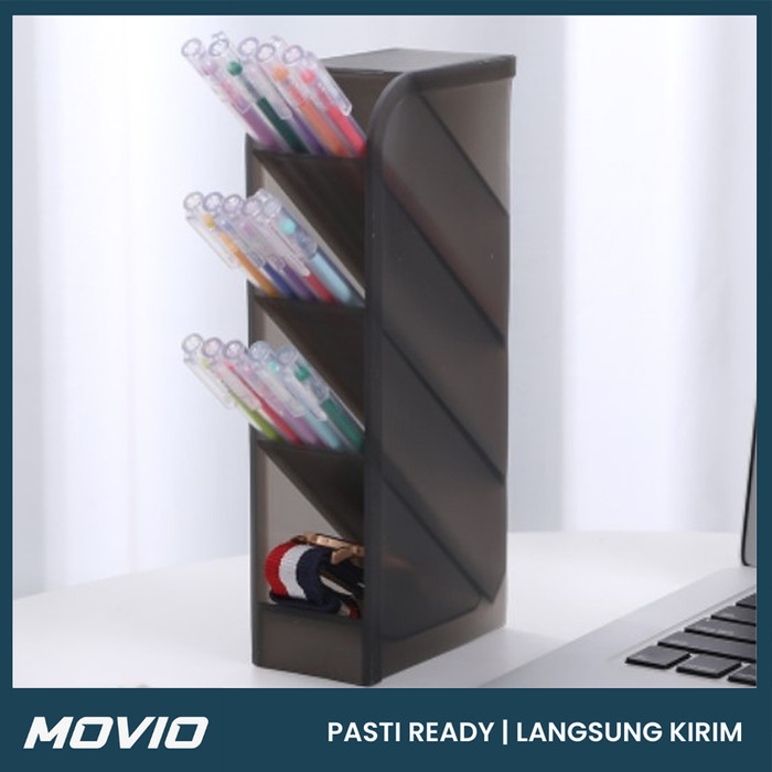 

⭐BISA COD⭐ MOVIO Pen Holder Tempat Alat Tulis Kantor / Rak Sekat Pulpen Pensil Stand Black