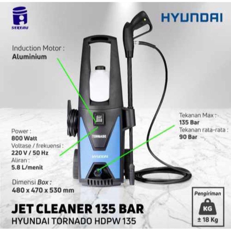 JET CLEANER HYUNDAI TORNADO 135 BAR HDPW 135