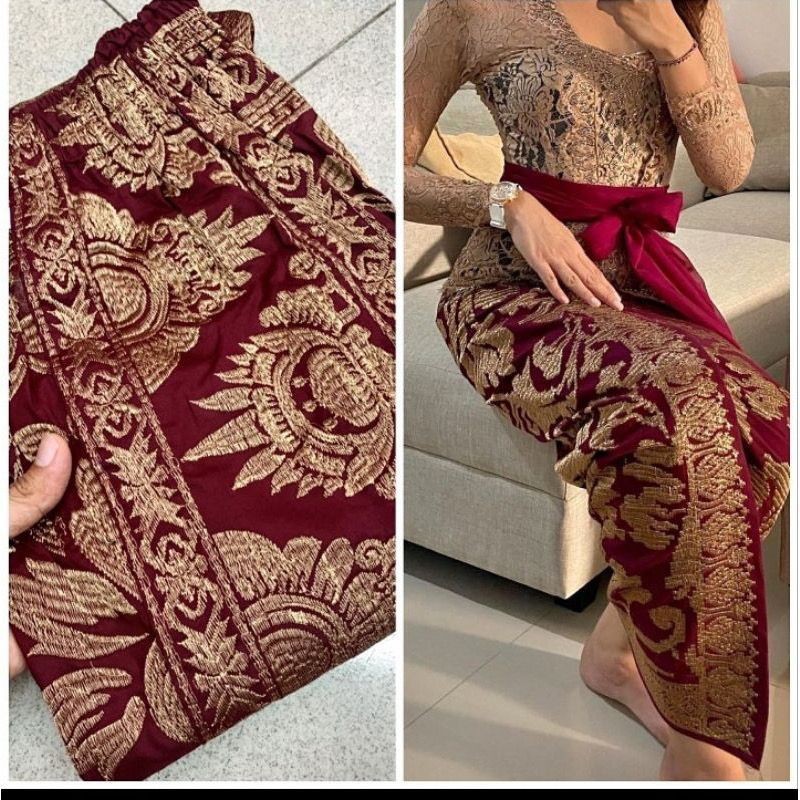 KAMEN JADI BORDIR  MOTIF MAHKOTA KEONG FULL STRAIT/KAMEN BATIK/KAMEN STRAIT/KAMEN BALI