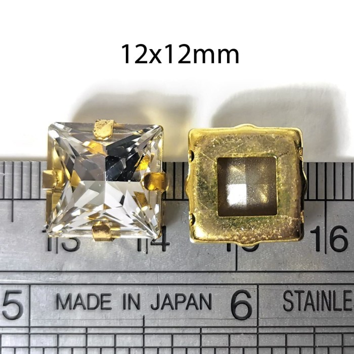 Crystal Austria Kotak 12mm - Clear Gold Kristal Payet Cangkang - Cangkang Silver