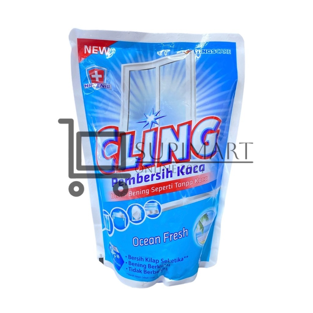 Cling Pembersih Kaca Biru Ocean Fresh 425ml