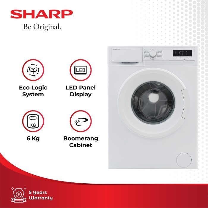 [CIREBON] SHARP Mesin Cuci 1 Tabung ES-FL1062B White 6Kg
