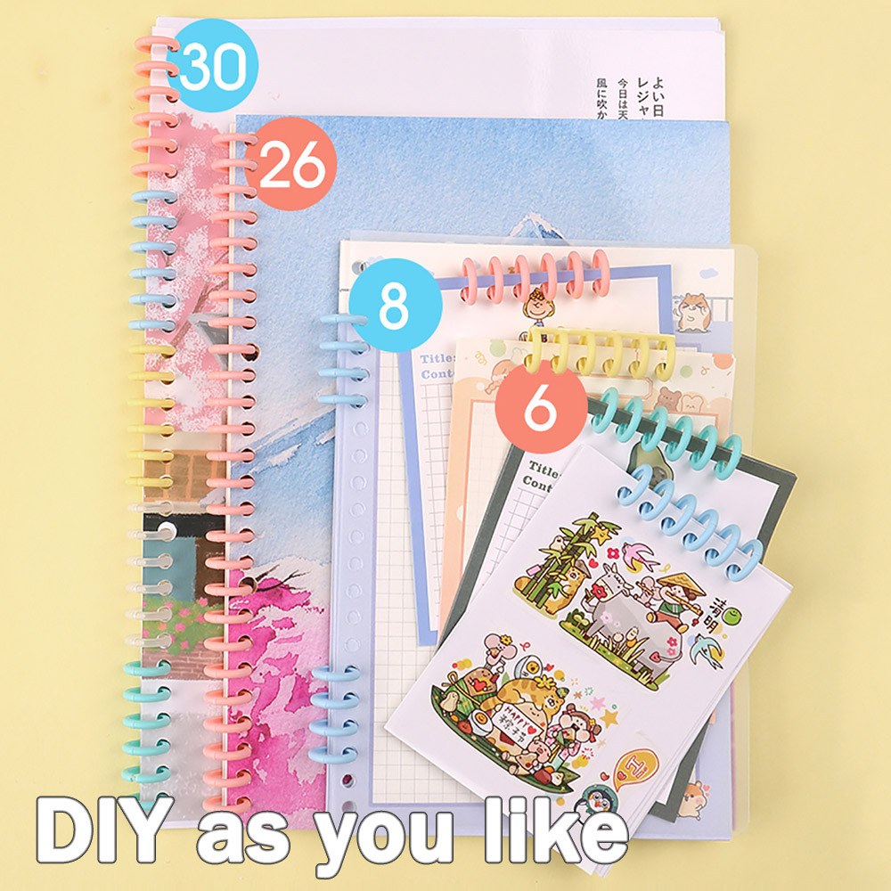 

[ MJA ] DIY Ring Binder Plastik Spiral 30 Lubang untuk Loose-leaf Paper A4 B5 A6 A5 - Cover Binder HARU