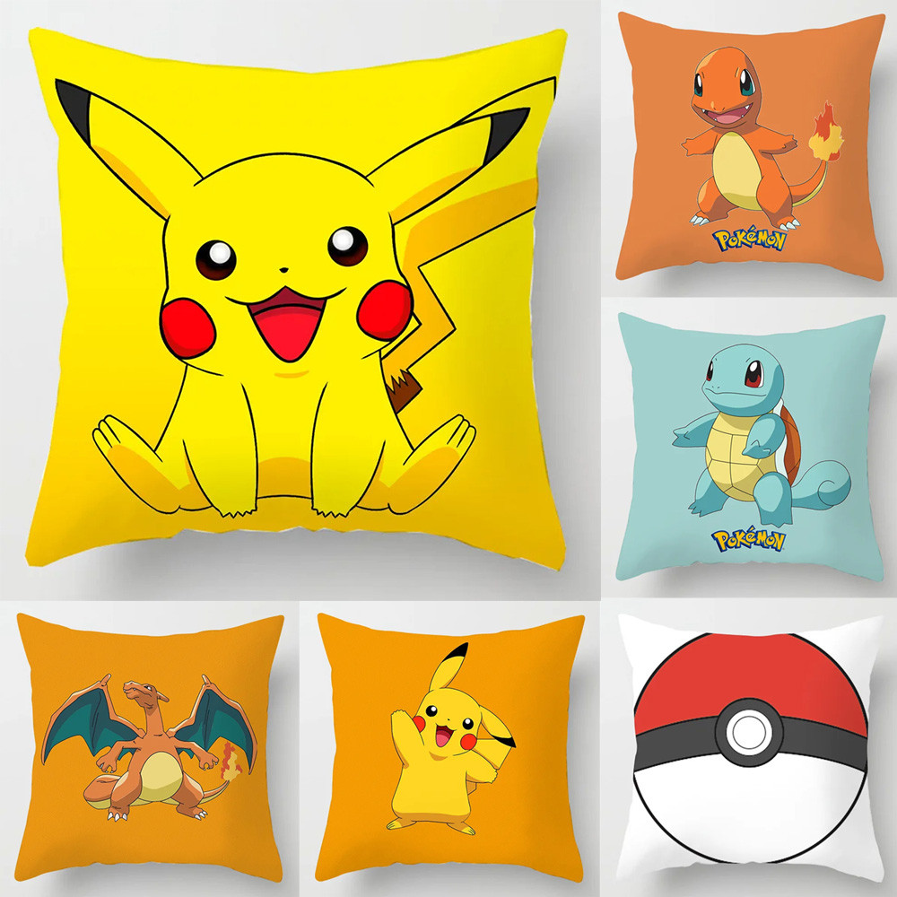 

Anime Pokemon Pikachu Pillow Cover 45x45cm Cartoon Charizard Squirtle Action Figure Square Pillow Case Home Sofa Decor Toys Gift