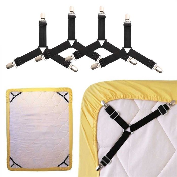 Penjepit Pengait Klip Ujung Sprei Anti Geser Pengencang Seprei Springbed Clip Holder 4 PCS Dapat Dia