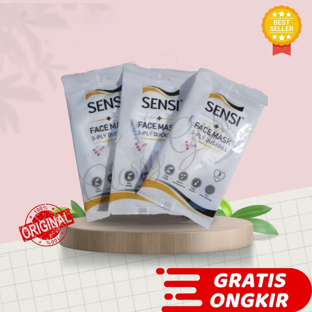MASKER SENSI DUCKBILL SACHET ISI 3-6 KEMASAN PLASTIK ASLI PABRIK