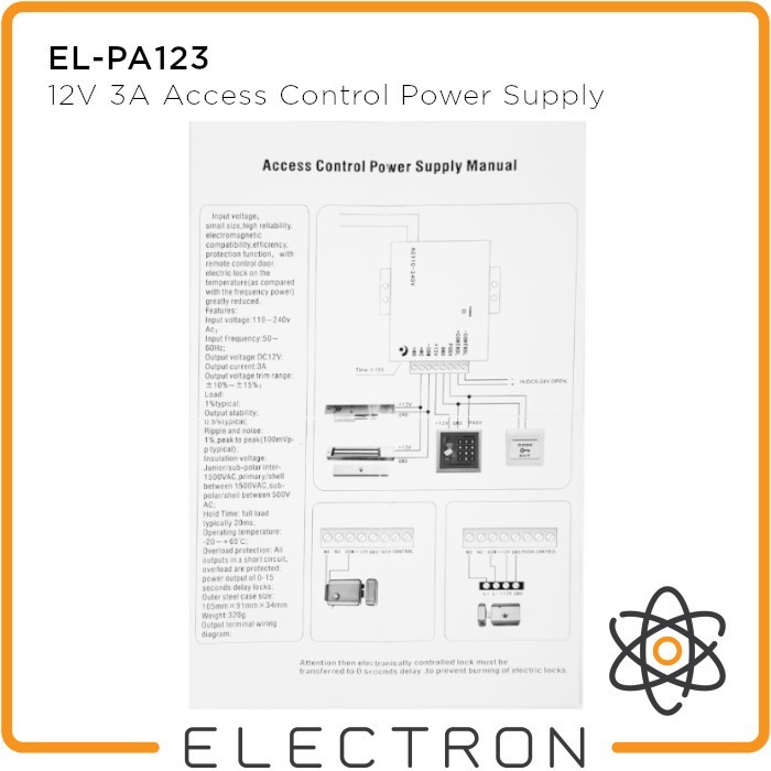 

LARIS -Power Supply 12V 3A Door Lock Access Control Kunci Pintu