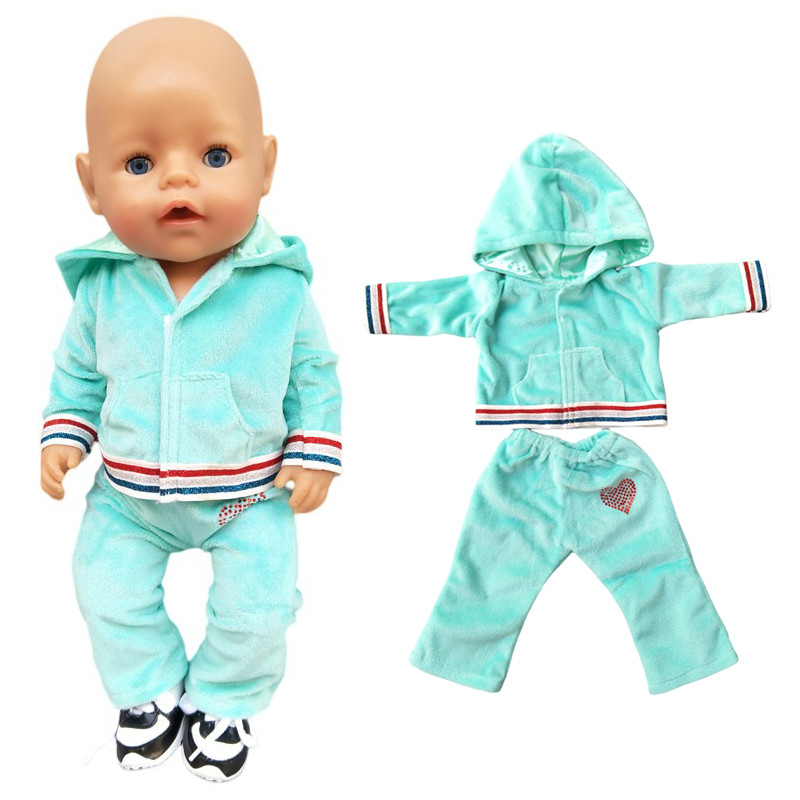 doll clothes 43cm Bebe doll spring green Coat for 18 Inch American Generation Girl Doll sport sweate