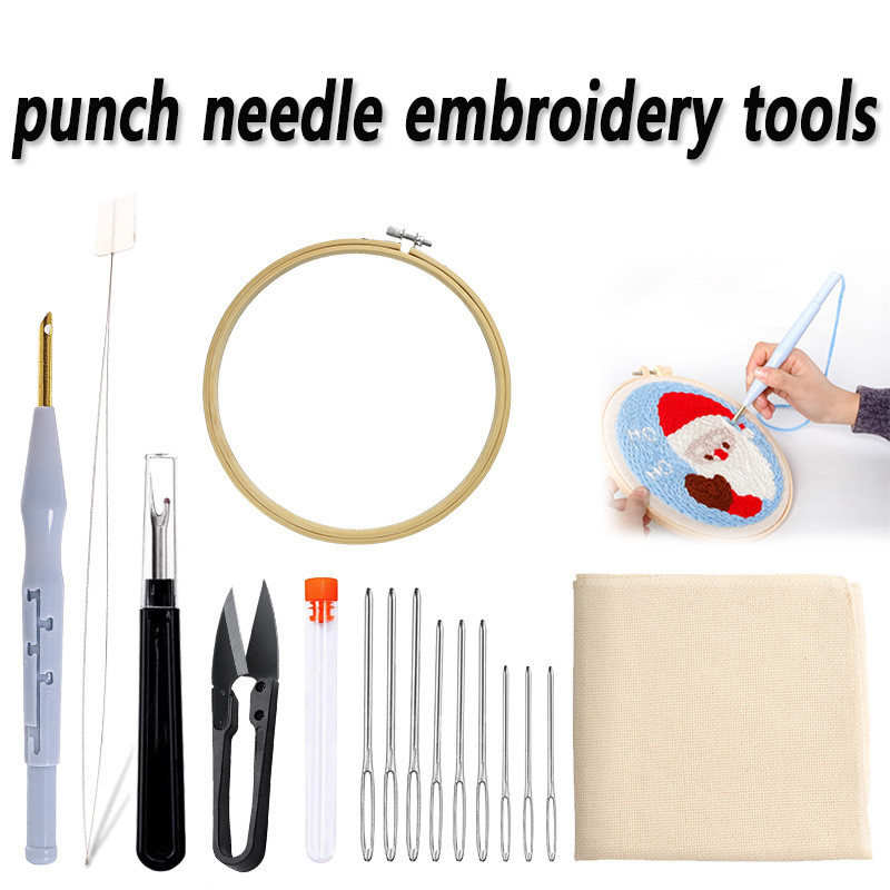 

Punch Needle Adjustable Embroidery Starter Tools for Kids and Adults Beginners Gifts DIY Embroidered Art Craft Accessory