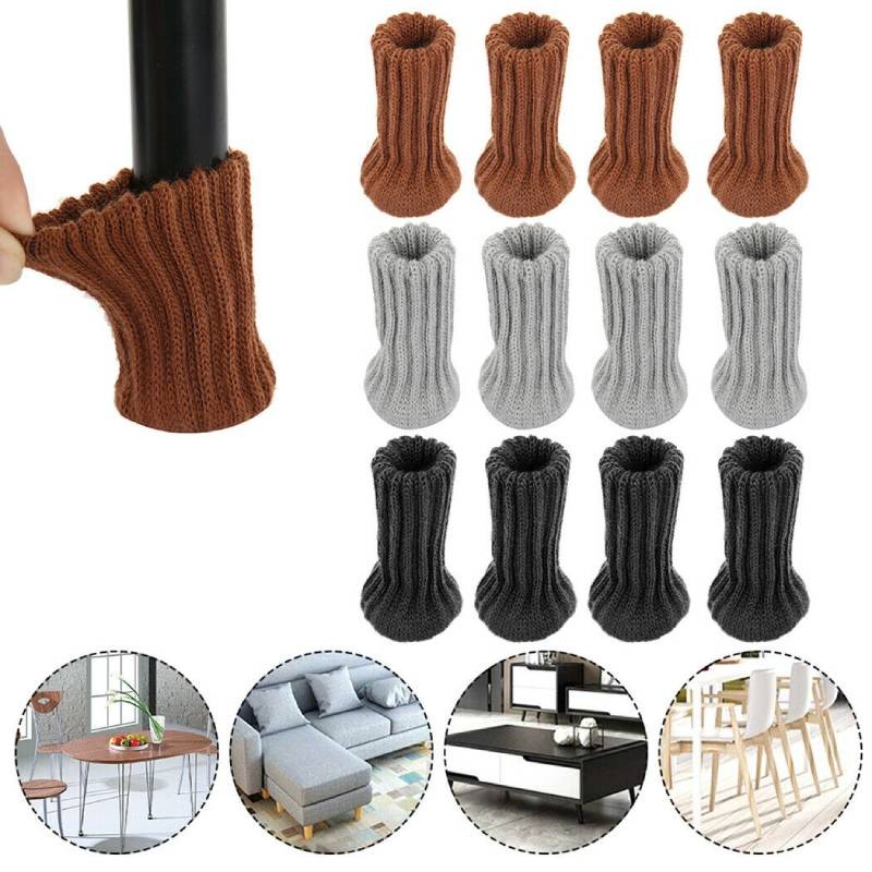 4Pcs Knitted Chair Leg Cover Furniture Feet Socks Chair Leg Socks Covers Chair Leg Floor Protectors 