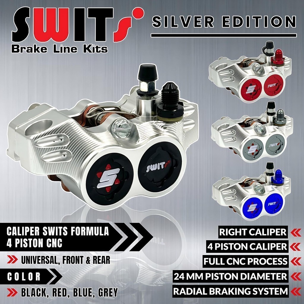 BM Kaliper SWITS Model COIN FORMULA 4Piston KANAN Full Aluminium CNC