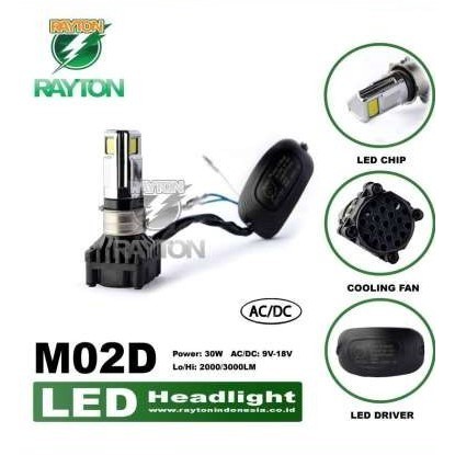 Lampu LED Motor H4 H6 RTD 3 Sisi M02D AC DC Original RAYTON
