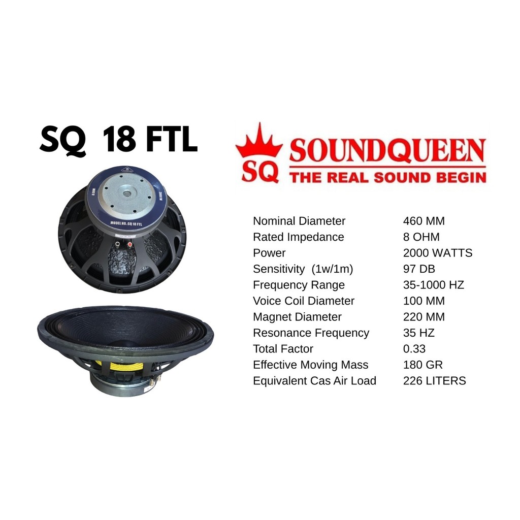 SPEAKER KOMPONEN 18 FTL 18 INCH speaker soundqueen 18FTL 18inch