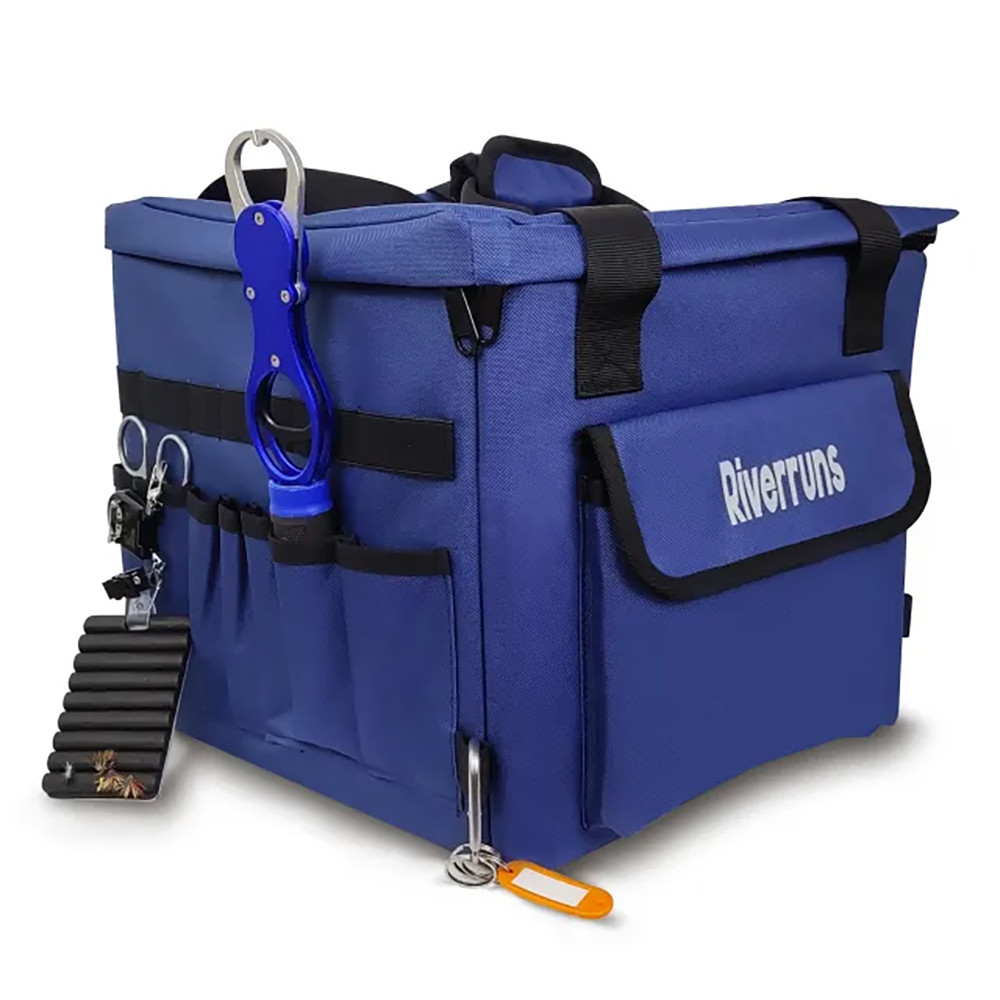 Riverruns Kayak Crate Bag Durable Saltwater Resistant Kayak Fishing Bag with 3 Fishing Rod Holders L