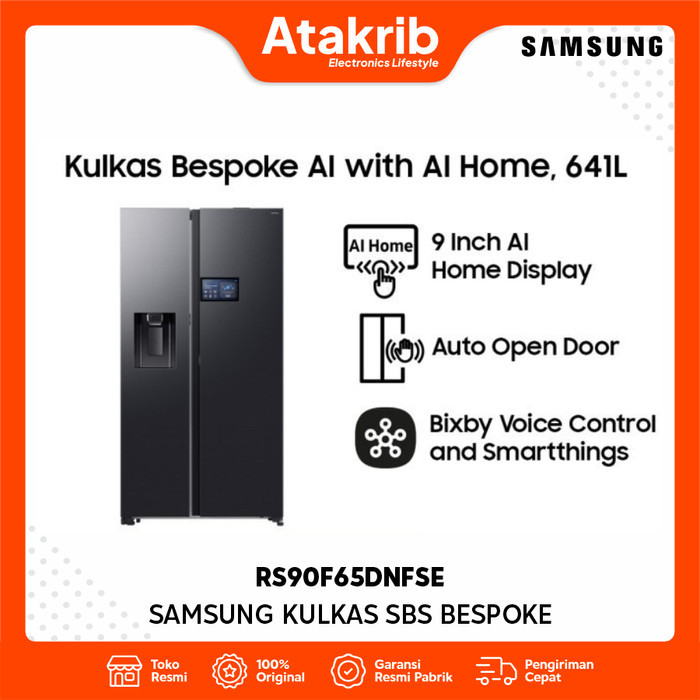 SAMSUNG KULKAS SBS BESPOKE RS90F65DNFSE Side by Side Bespoke AI Home w/ Auto Open Door 641L