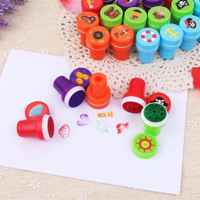 

26 Pcs/Set Round Multicolor Stamp Fun Cute Child DIY Scrapbook Kids Stamp Cartoon Scrapbooking Reward Toy