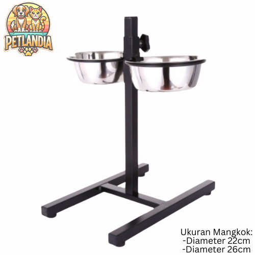 MANGKOK MAKAN ANJING STAND STAINLESS - TEMPAT MAKAN ANJING TINGGI - STAINLESS FOOD BOWL