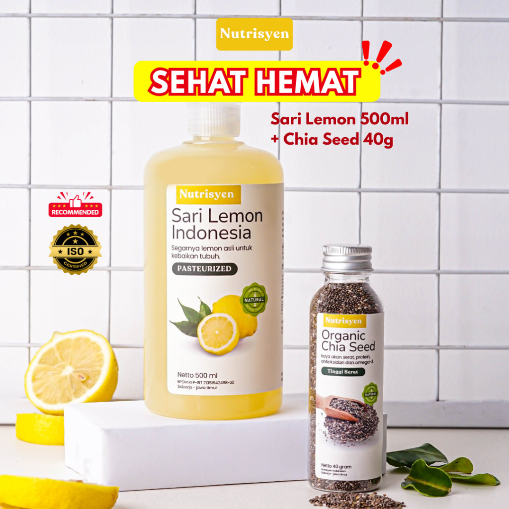 

Nutrisyen - SEHAT HEMAT Sari Lemon 500ml + Chia Seed 500ml Organik BUNDLING