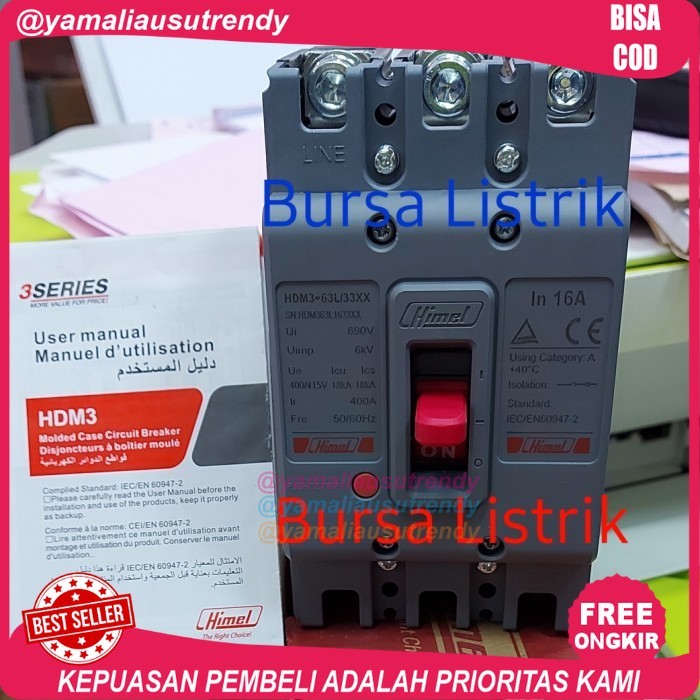 Free Ongkir Mccb Himel 3p 18kA hdm363L 10A 16A 20a 25A - mccb 25A
