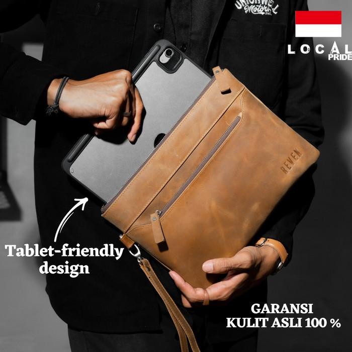 Handbag Pria Branded Kulit Asli Clutch Pouch Original Leather Reven Darius Original Premium