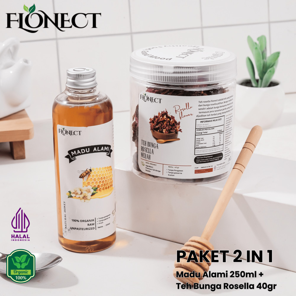 

Flonect Paket 2 in 1 Madu alami 250ml dan Teh Bunga Rosella Merah 40gr