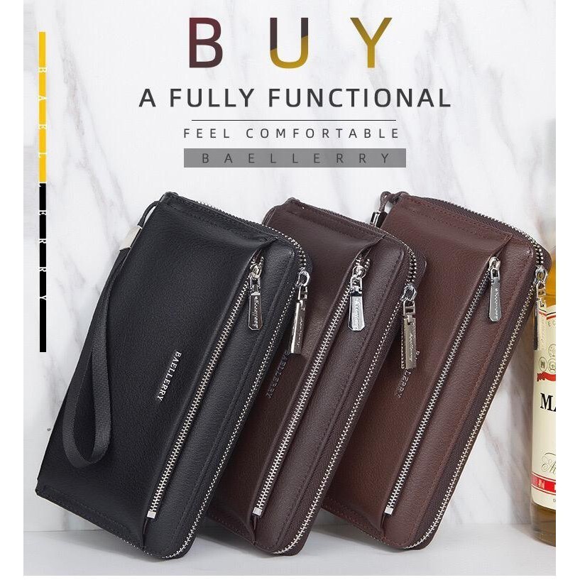 SR   COD Dompet Pria Panjang Dompet Pria Resleting Dompet Fashion pria tebal D040