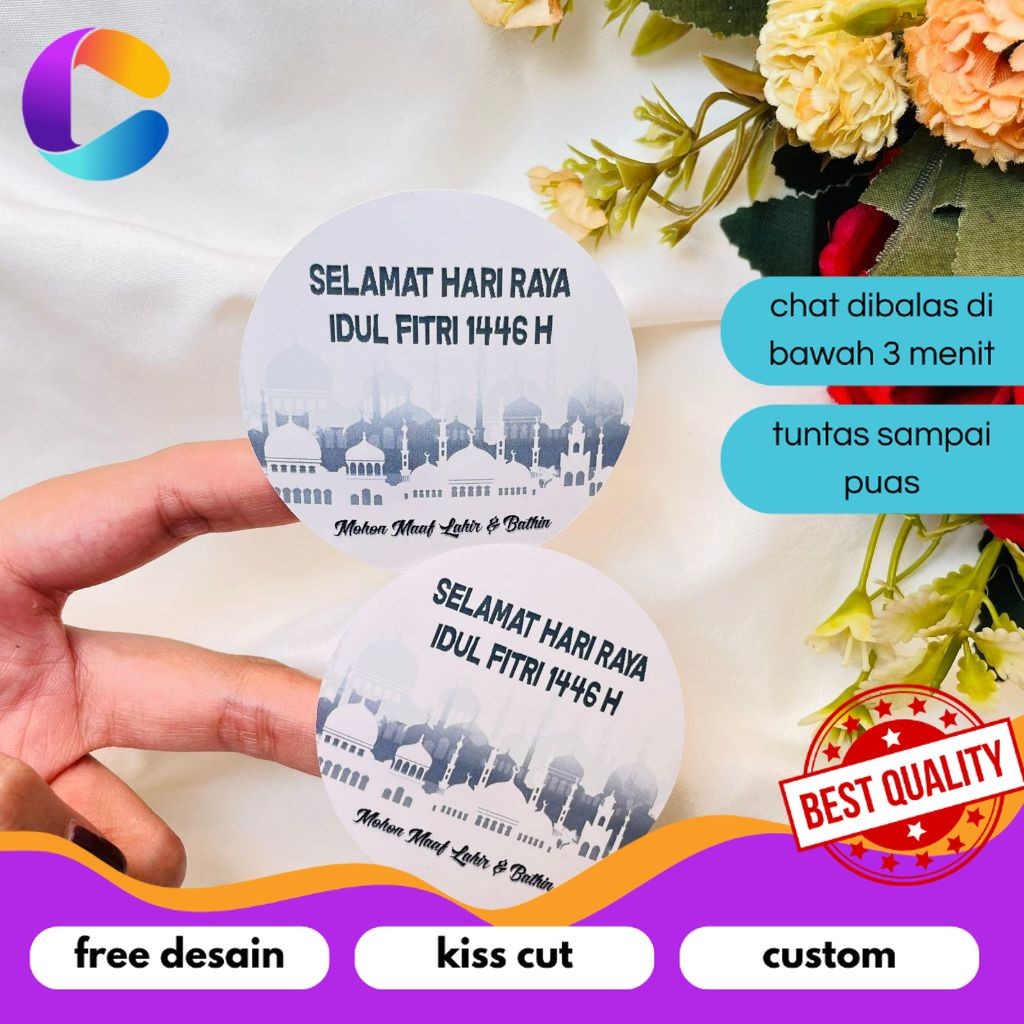 

Cetak INC 2-4 Sticker Label Lebaran Stiker Selamat Idul Fitri Bulat Kue Kering Ramadhan Eid Fitri