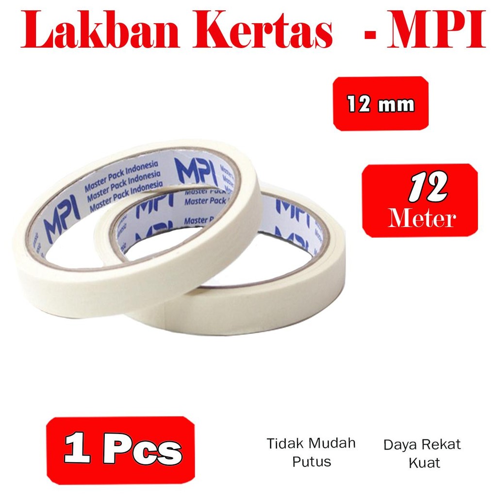 

Lakban Kertas Uk 12 mm x 12 Meter / Mesking Tape - MPI