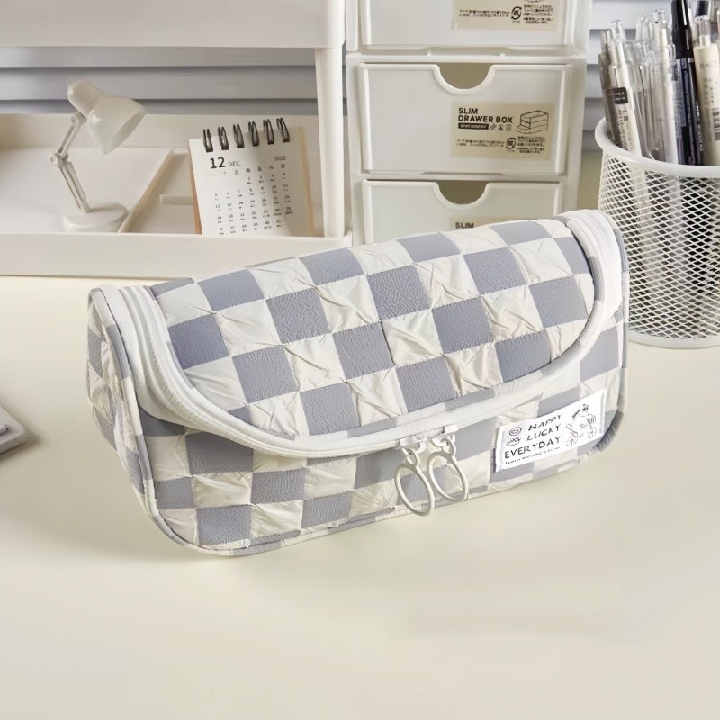 

Kotak pensil kisi sederhana/tas penyimpanan alat tulis siswa multi-lapis berkapasitas besar