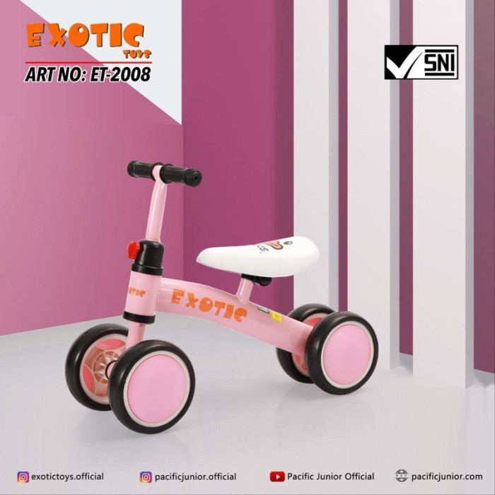 BALANCE BIKE/BALANCING BIKE/PUSH BIKE/PUSHBIKE TRICYCLE EXOTIC 2008 - Merah Muda