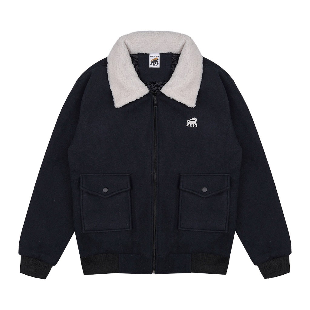 House of Smith Jaket Sherpa Pria - Lasket Black #4 - Vintage Sherpa Jacket Best Seller