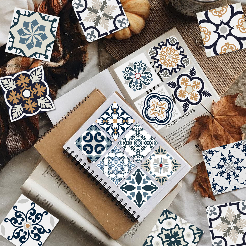 

50pcs/pack Retro Flower Brick, Self-adhesive Stickers,Suitable for DlY Hand Account Decoration, Stationery, Landscaping Material