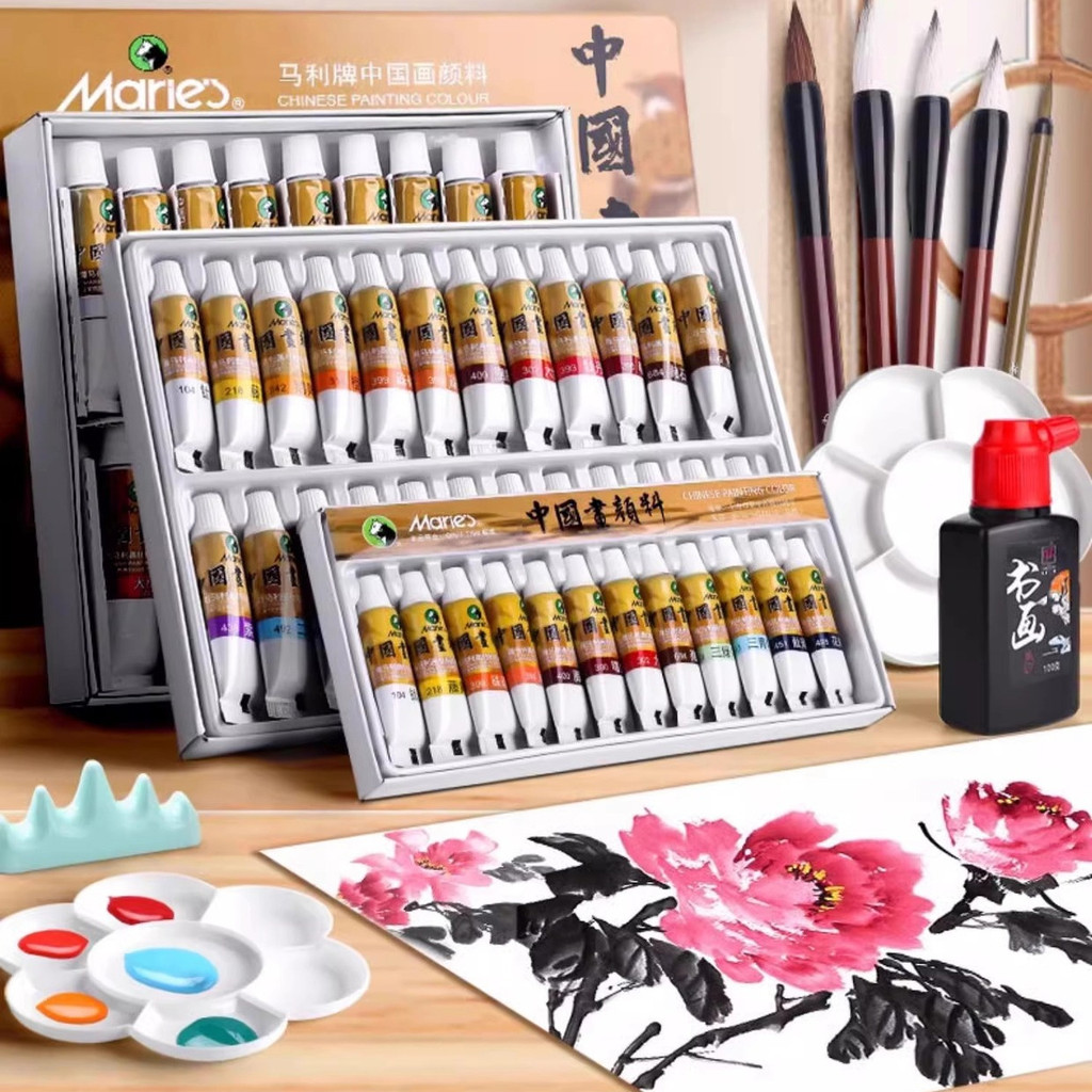 

Marie's 5/12ML Chinese Painting Pigment Color Tubes Watercolor Paint Set 12/18/24/36 Colors for Students Beginners and Painting
