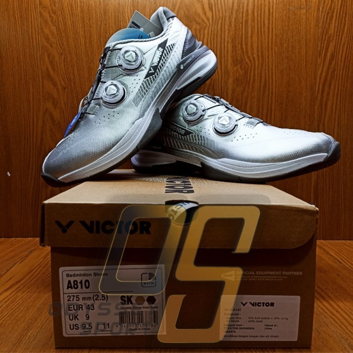 Sepatu Badminton VICTOR A810 (Glossy Silver/Iron Gate) 100% ORIGINAL - 37