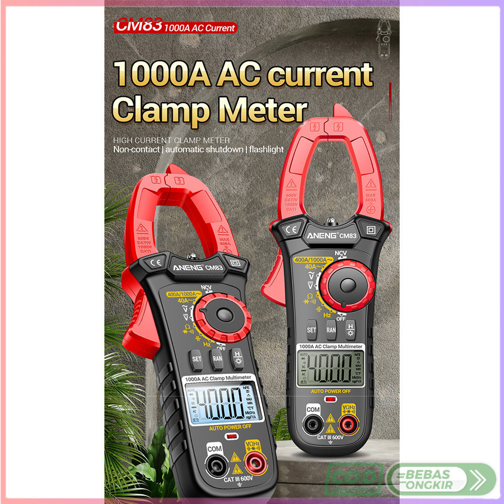 ANENG Clamp Meter Digital Multimeter Multitester LCD Flashlight 1000A - CM83