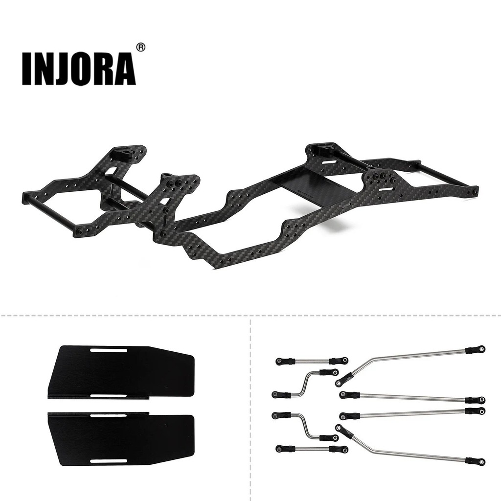 INJORA LCG Carbon Fiber Chassis Kit Frame Girder for 1/10 RC Crawler Axial SCX10 & SCX10 II 90046 Up